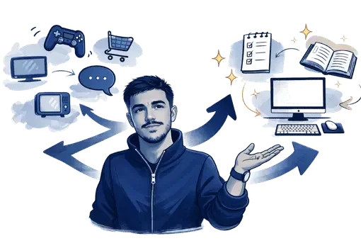 Homme qui montre la voie vers une vie plus productive